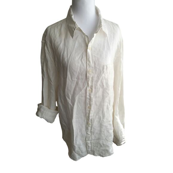 J. Crew Factory Tops - J.Crew womens Linen button-up lightweight White casual Coastal shirt